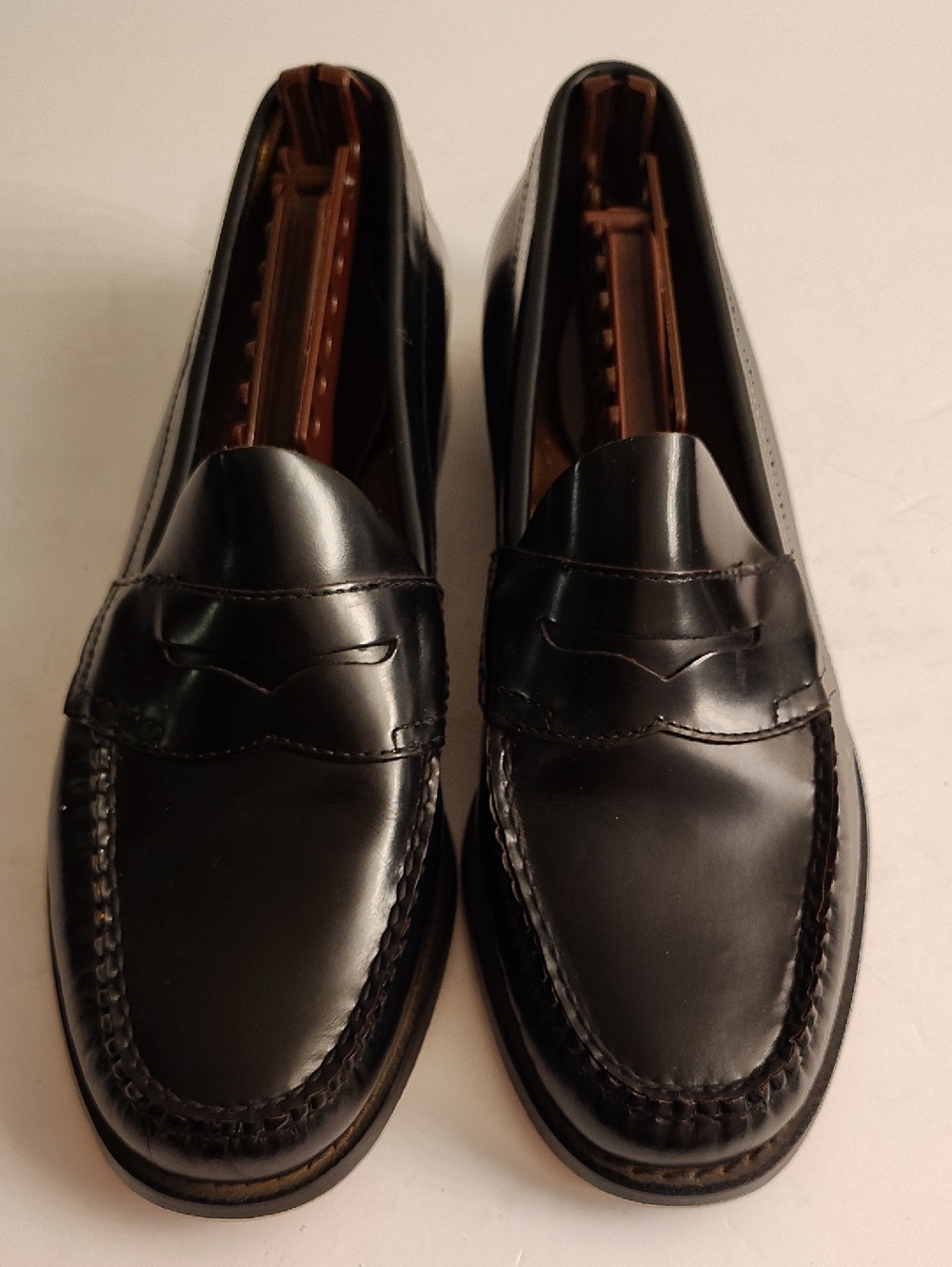 Men's Black Leather Penny Loafers - Classic Slip-On